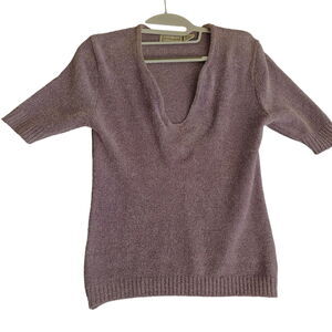 In Charge Womens Sweater Purple Size Medium Acrylic Blend Short Sleeve Stretch